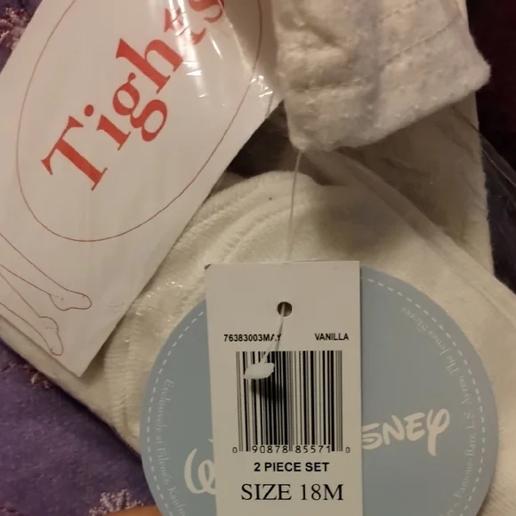 Disney White and Purple Baby Tights Set - Picture 4 of 8